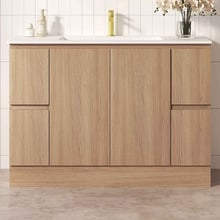 Byron 1200mm Light Oak Freestanding Vanity with Removable Kickboard
